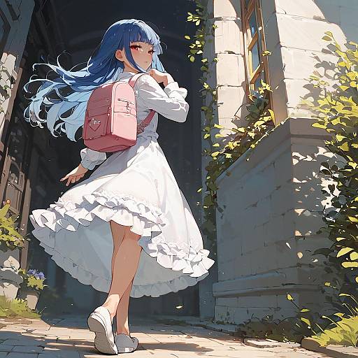 Shy Anime Girl Walking Home at Dusk