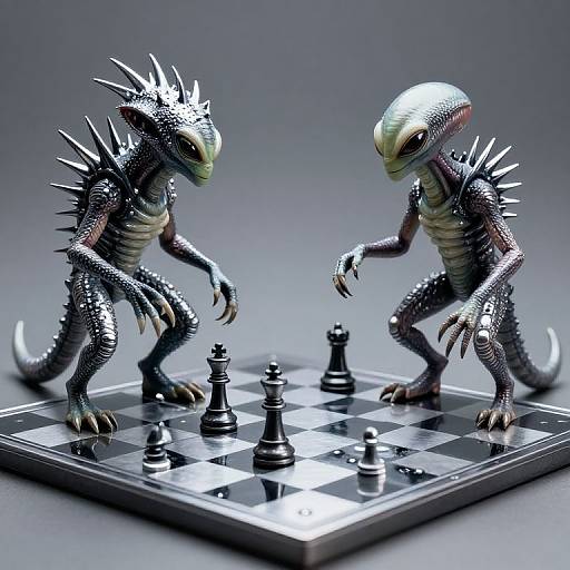 Alien Reptilian Chess Duel