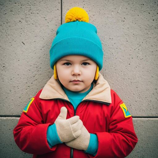 Boy in Colorful Winter Outfit