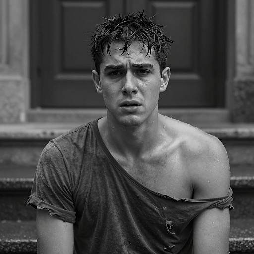 Intense Portrait of Concerned Young Man