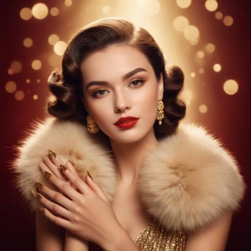 Glamorous Retro Woman with Red Lips