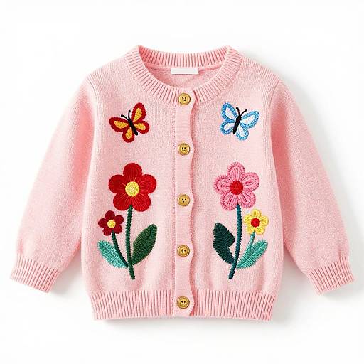 Pink Toddler Cardigan with Embroidery