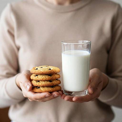 Woman Enjoying Cookies and Milk