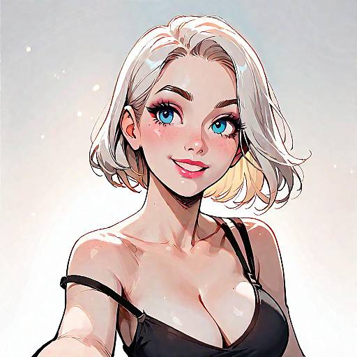 Stylized Portrait of Blonde Woman with Blue Eyes