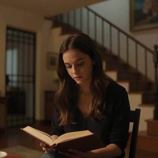 Focused Reading in a Cozy Living Room