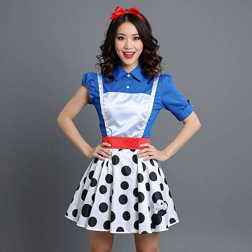 Woman in Polka Dot Dress Costume