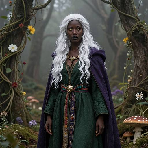 Mysterious Dark-Skinned Elven Druid