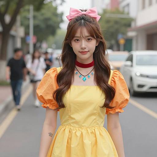 Young Woman in Colorful Car Hop Costume