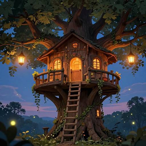 Whimsical Treehouse in Ancient Tree
