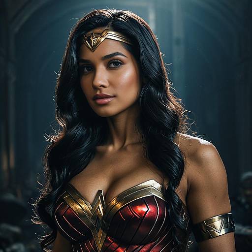 Woman in Wonder Woman Costume Portrait