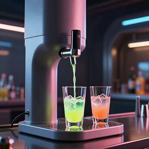 Futuristic Neon Beverage Dispenser Scene