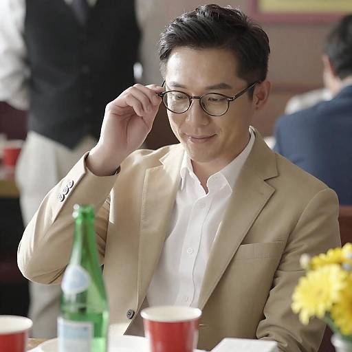 Cheerful Man in Casual Restaurant Setting