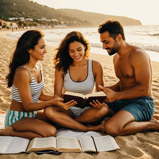 Diverse Friends Studying the Bible at Sunset