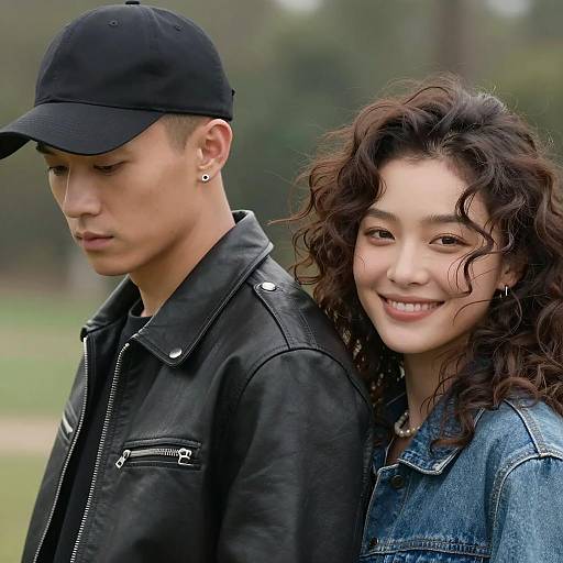 Close-Up of Stylish Couple in Nature