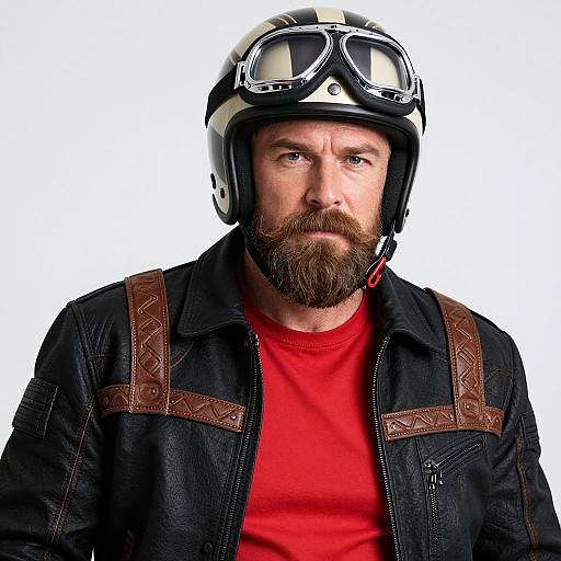 Rugged Biker with Helmet and Beard