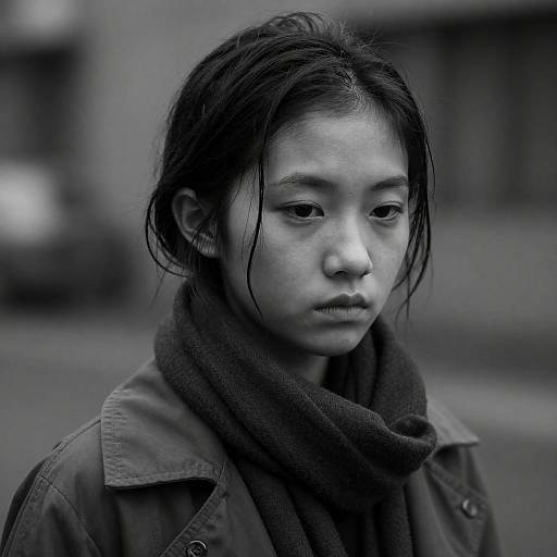 High Contrast Black and White Wet-Hair Portrait