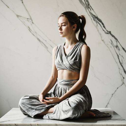Teenage Girl Meditating in Marble-Inspired Outfit