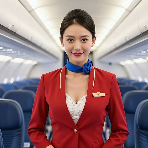 Confident Asian Flight Attendant Portrait