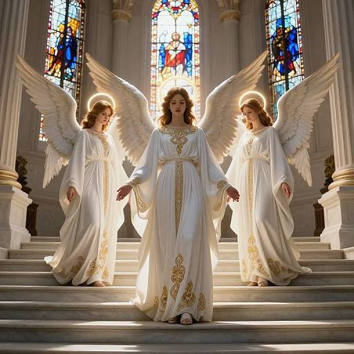 Heavenly Angels on Marble Steps