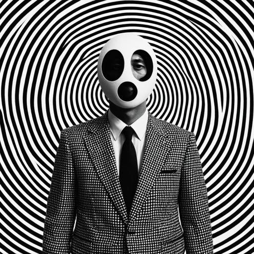 Man in Bird Mask with Psychedelic Background