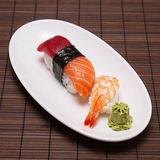 Vibrant Sushi Platter on Bamboo Mat