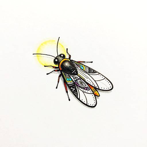 Minimalistic Firefly Illustration in Ink