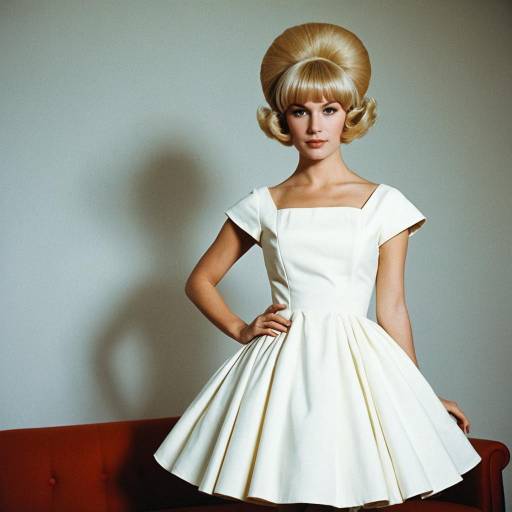 1960s Retro Woman in Elegant White Dress
