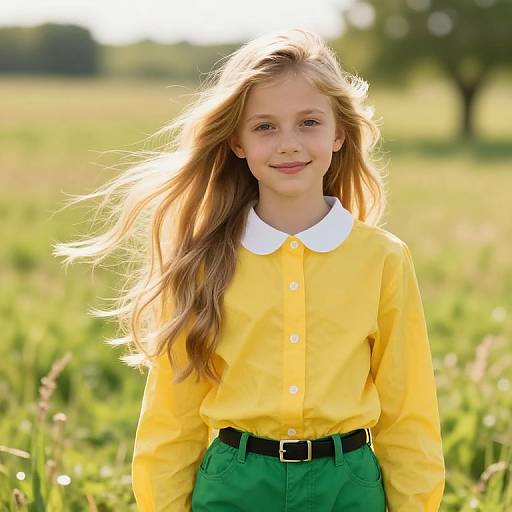 Confident Girl in Sunny Meadow