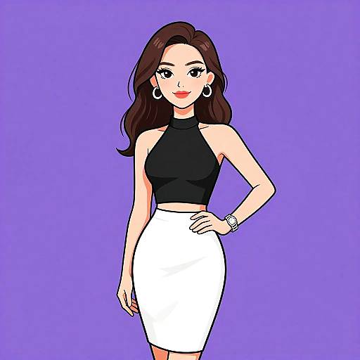 Chic Woman in Black Halter Top