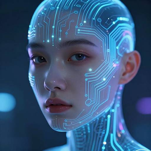 Hyper-Realistic Cyberpunk Humanoid Portrait