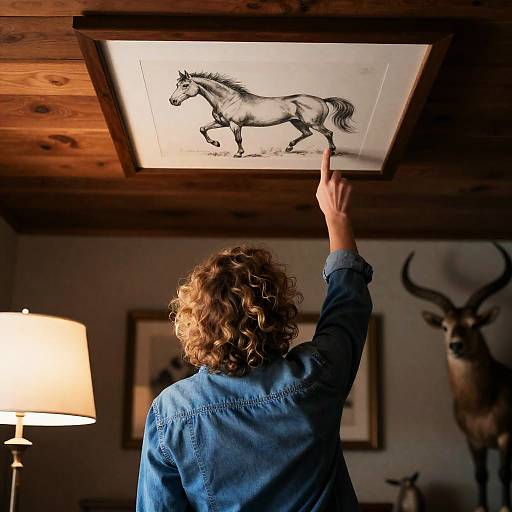 Curly Blonde Hair in Dimly Lit Room