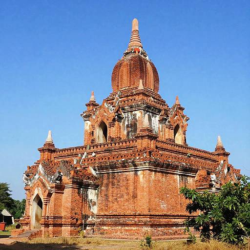 Vivid Ancient Red Brick Temple