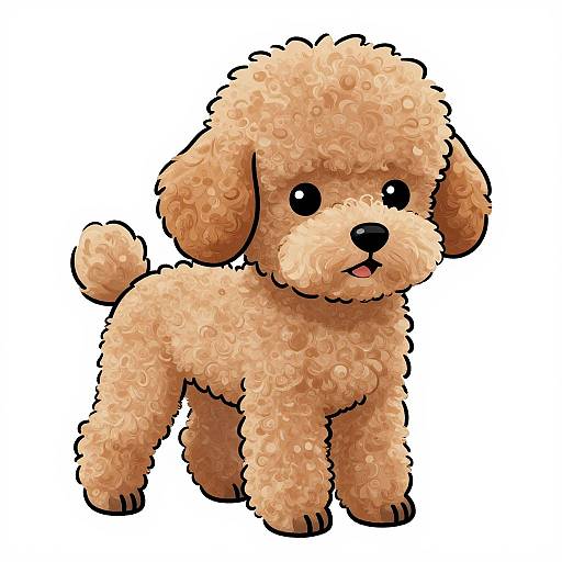 Cute Tan Miniature Poodle Illustration