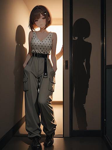 Chic Anime Fashion in Sunlit Setting