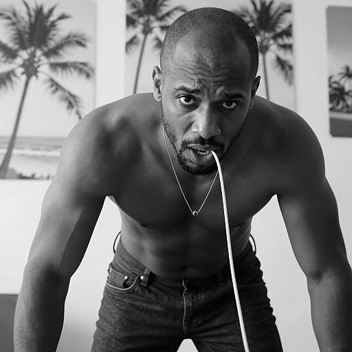 Worried Man in Black and White