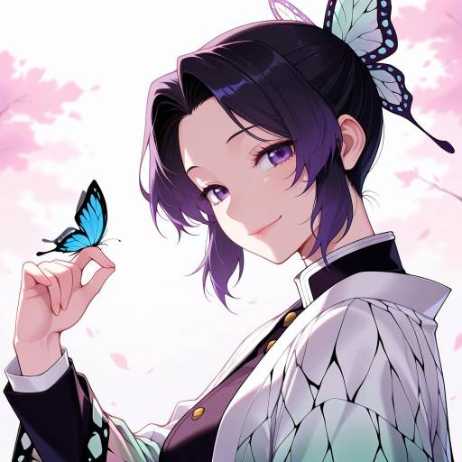 Elegant Girl in Japanese Attire with Butterflies