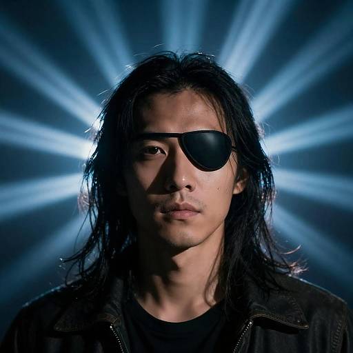 Rugged Man Eyepatch in Blue Beams