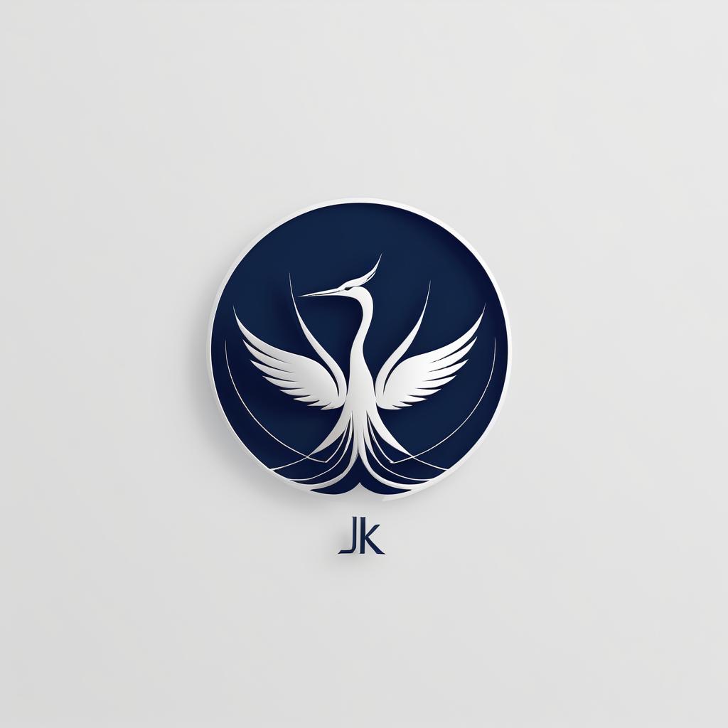 Elegant Crane Logo with Initials JK