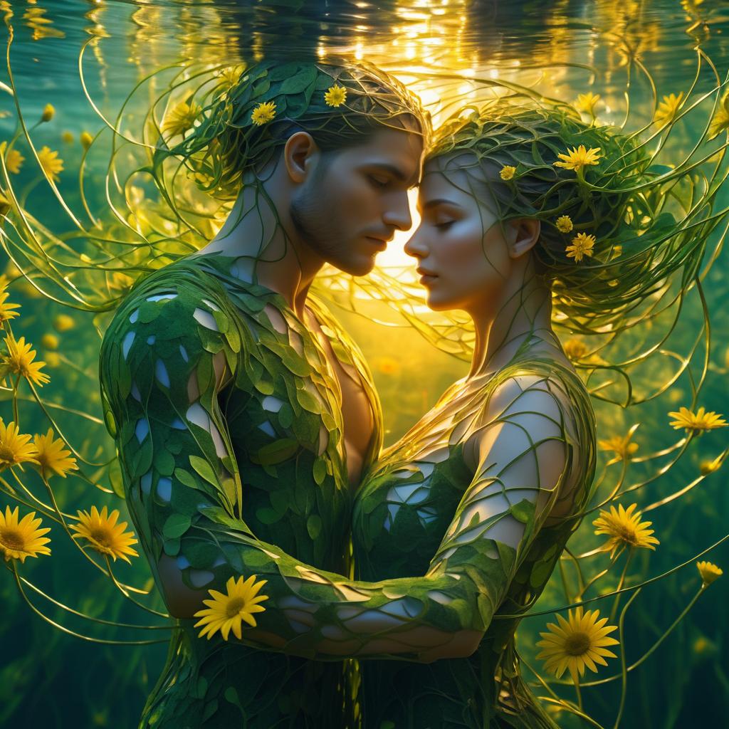 Interconnected Bodies in Vibrant Underwater Scene