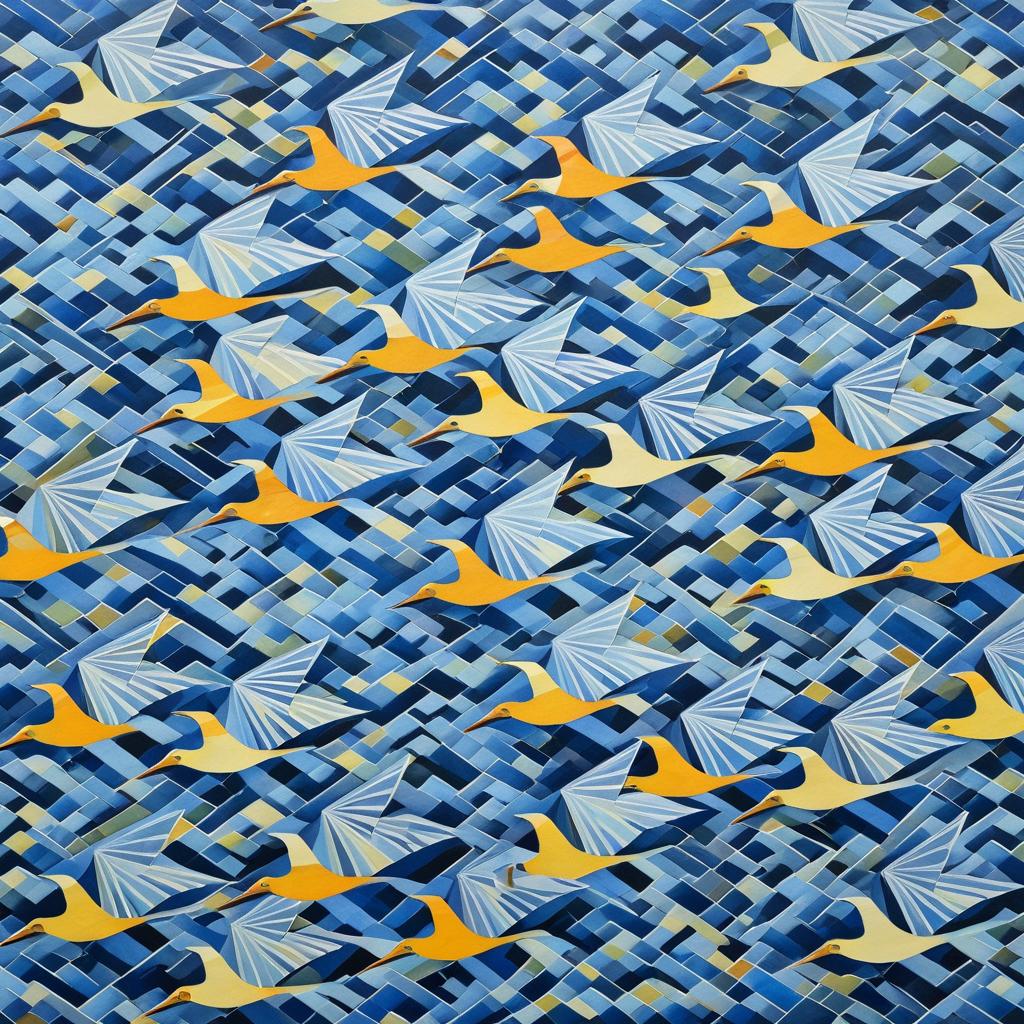 Tessellated Birds in Escher Style