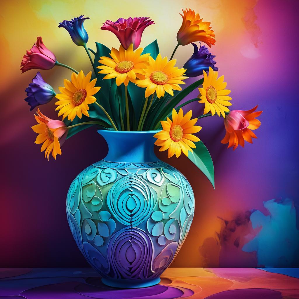 Abstract Flower Vase Still Life Serenity