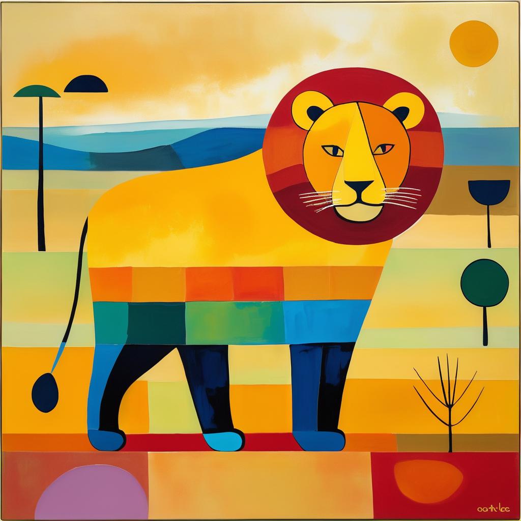 Vibrant Abstract Lion in Savanna Art