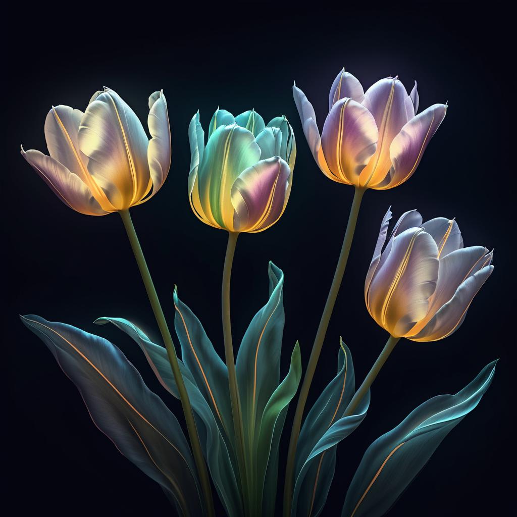 Bioluminescent Floral Art in Antique Style