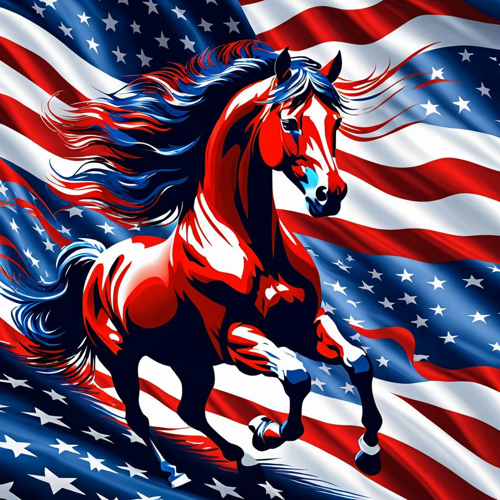 Majestic Horse Galloping Through Patriotism