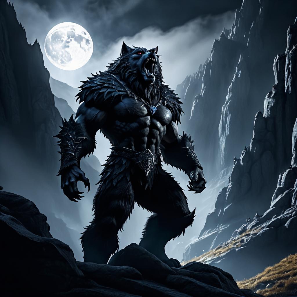 Cinematic Werewolf in Enchanted Mountains