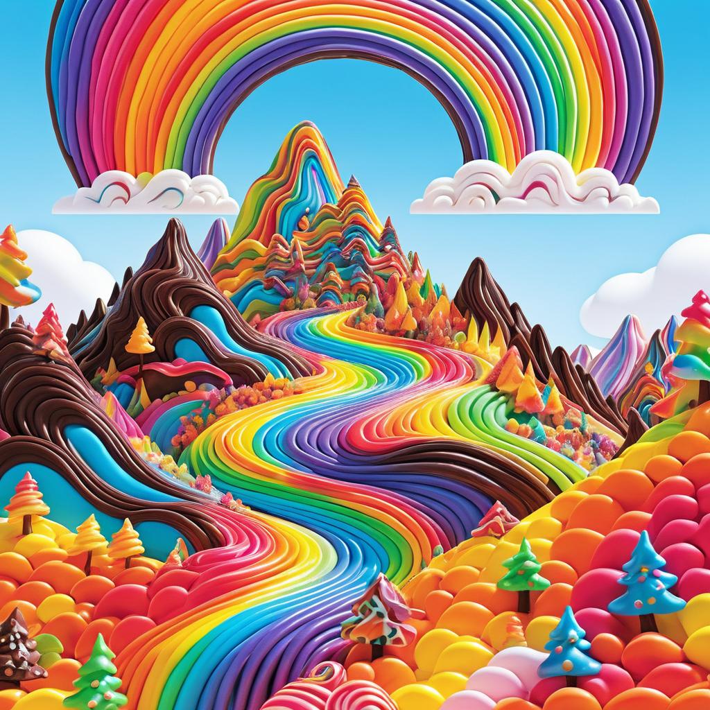 Whimsical Candy Mountain Fantasy Artwork