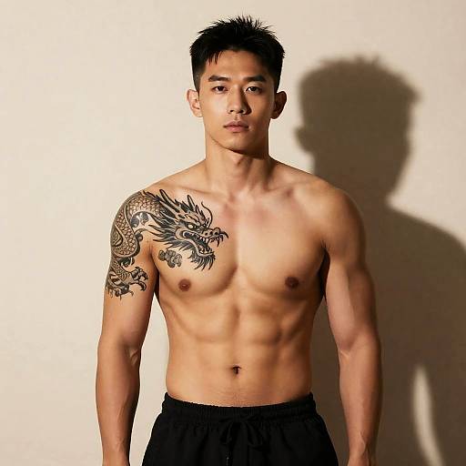Muscular Man with Dragon Tattoo