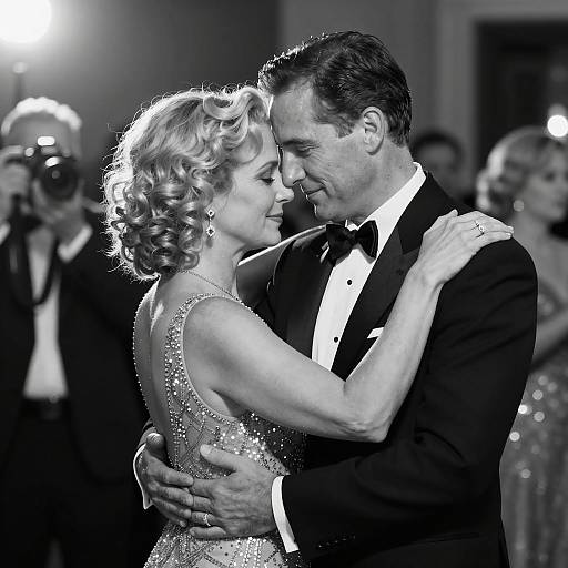 Elegant Couple Dancing in Black and White