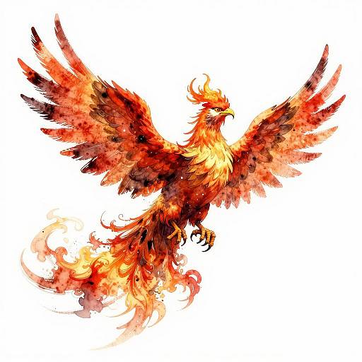 Watercolor Phoenix Rising Illustration