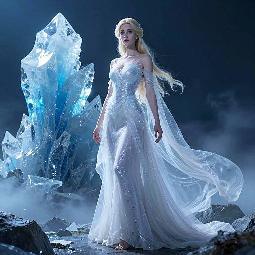 Ethereal Ice Queen on Rocky Ledge